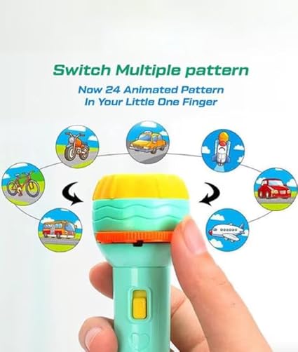 Bedtime Fun Kids Slide Projector Torch – Educational Night Light with 24 Fun Patterns | Easy Slide Projector | Perfect Sleep Companion for Kids
