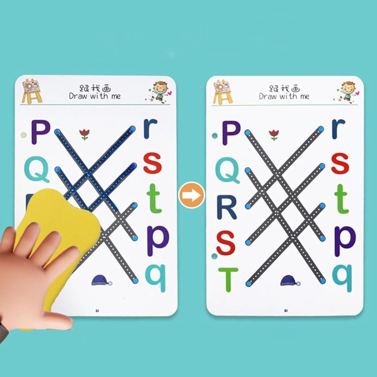 Kids Stroke Line Tracing Book with 4 Pens & Eraser – 48 Pages of Alphabet, Numbers, Mazes & Dot-to-Dot Learning Fun