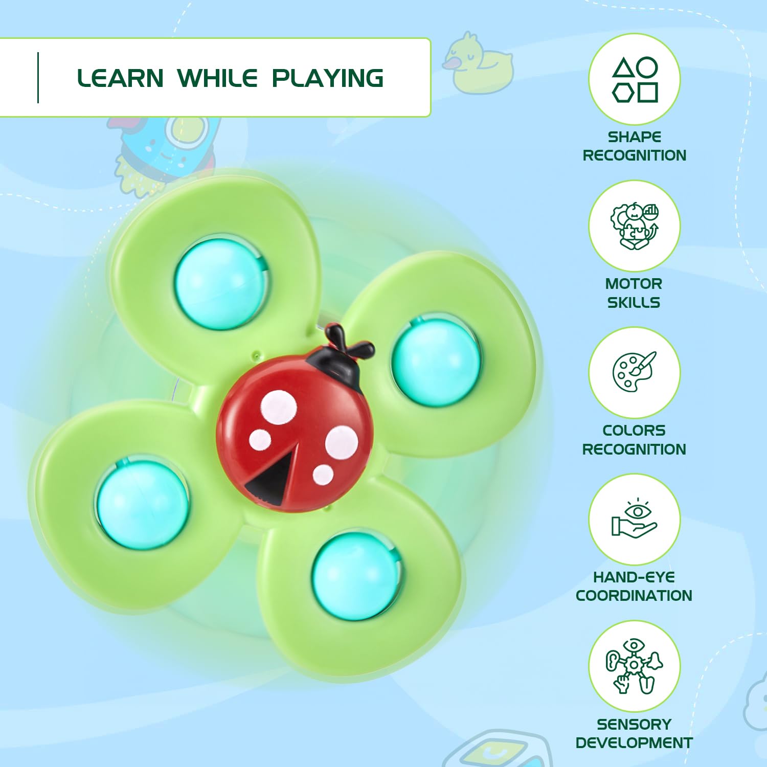 FunPop 4-Petal Sensory Spinner — Bee, Ladybug & Butterfly Pop-Fidget