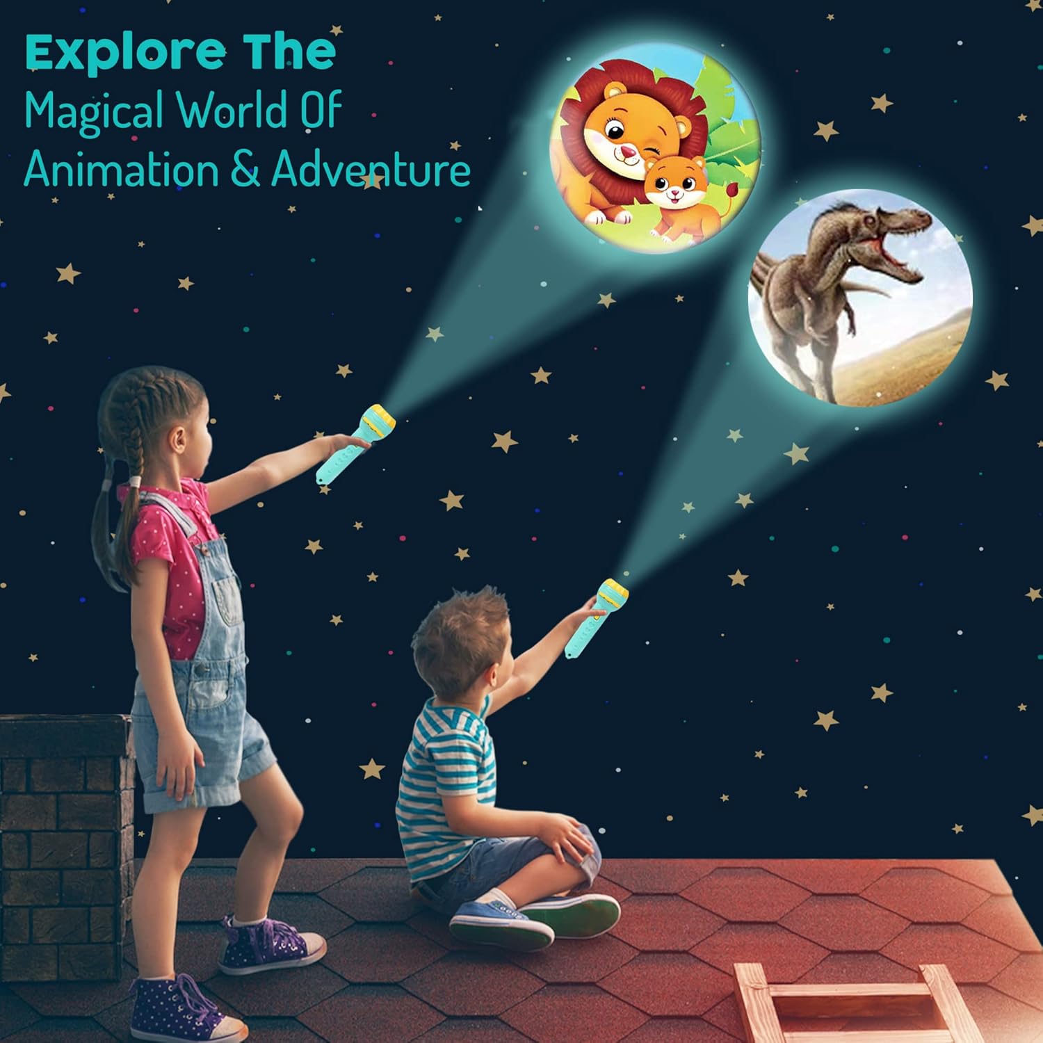 Bedtime Fun Kids Slide Projector Torch – Educational Night Light with 24 Fun Patterns | Easy Slide Projector | Perfect Sleep Companion for Kids