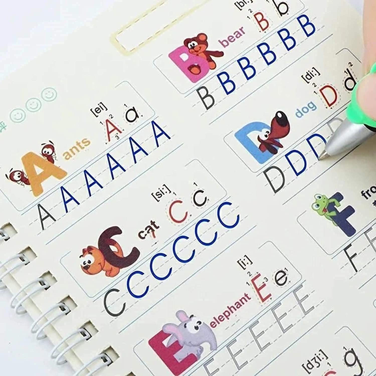 Sank Magic Practice Copybook (4 Books + 1 Pen + 5 Refills) — Reusable Handwriting Workbook Set for Kids