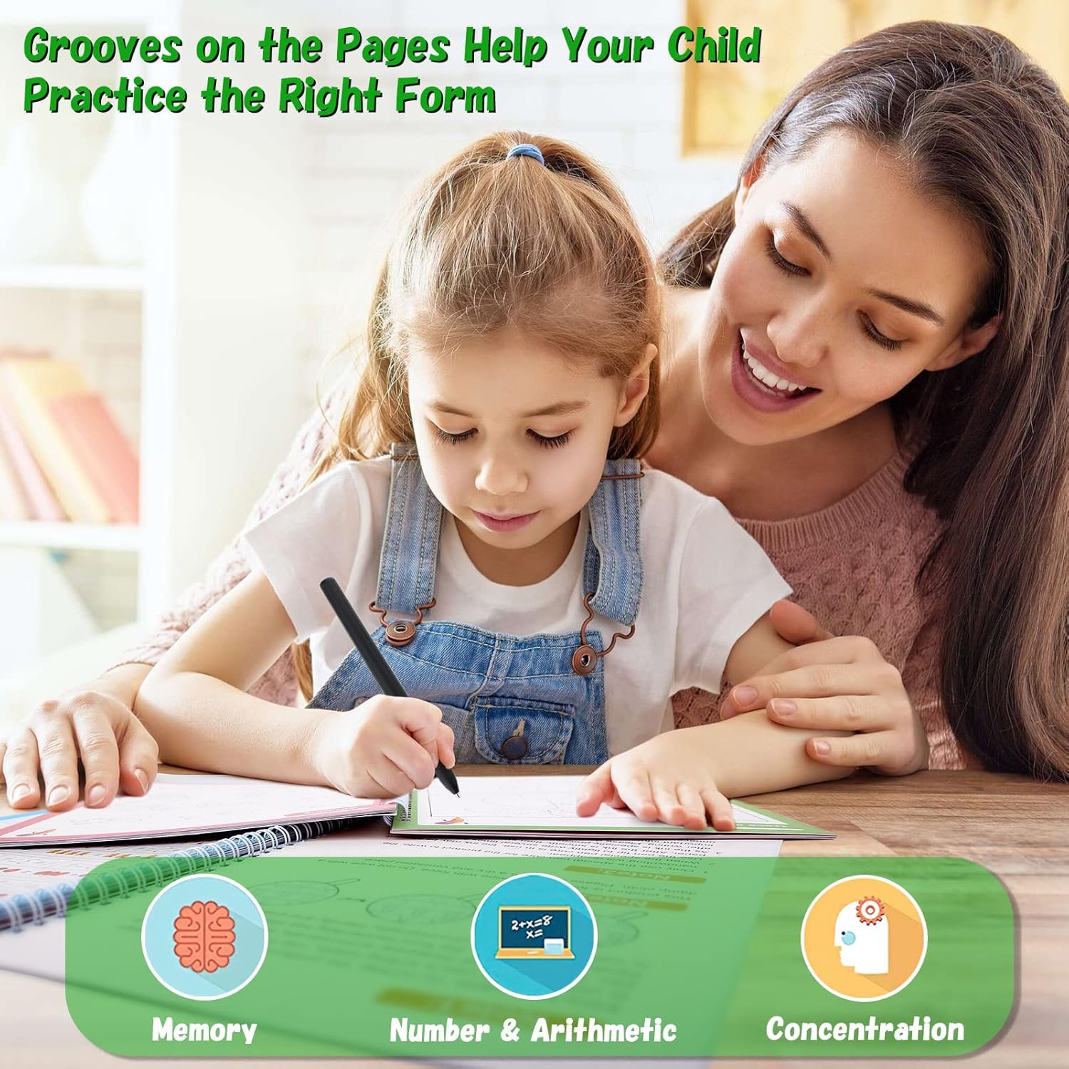 Sank Magic Practice Copybook (4 Books + 1 Pen + 5 Refills) — Reusable Handwriting Workbook Set for Kids